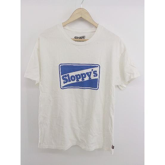 ◇ SLOPPY スロッピー USA製 ロゴプリント 半袖 Tシャツ カットソー サイズM ホワイト ブルー レディース P_画像2