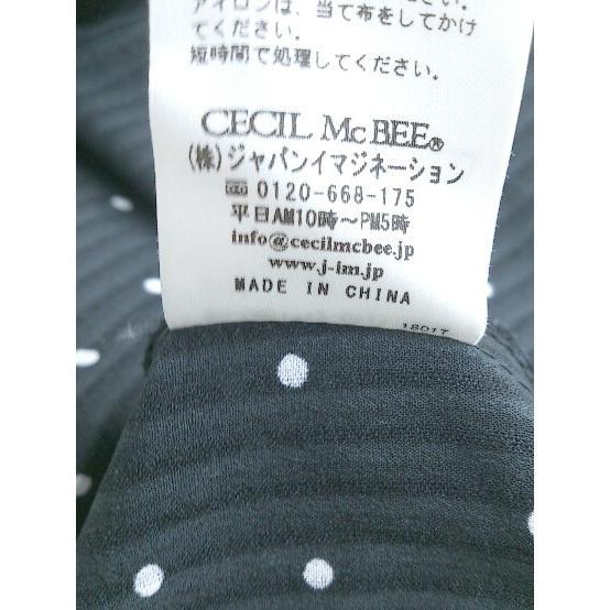 * CECIL McBEE Cecil McBee polka dot dot long sleeve knees under height shirt One-piece size M black white lady's 