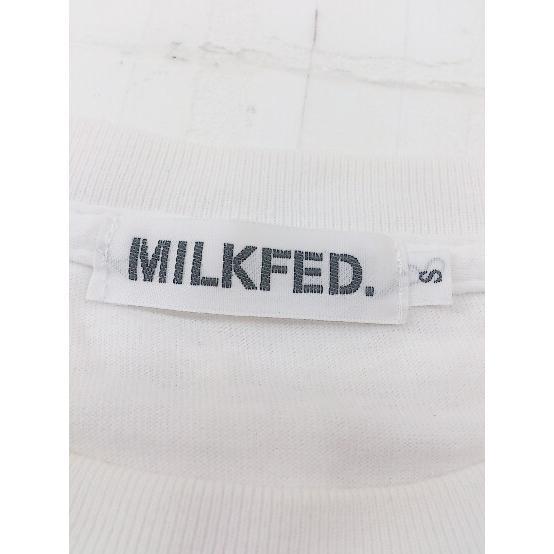 ◇ MILKFED ミルクフェド ロゴプリント コットン100% 長袖 Tシャツ カットソー サイズS ホワイト系 ブラック レディース P_画像4