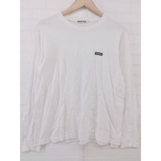 ◇ MILKFED ミルクフェド ロゴプリント コットン100% 長袖 Tシャツ カットソー サイズS ホワイト系 ブラック レディース P_画像2