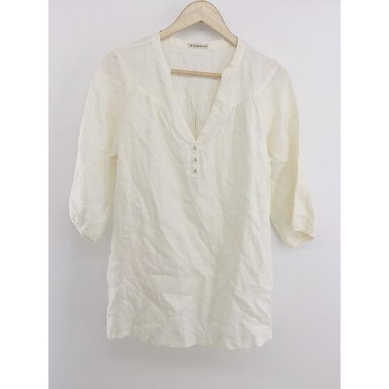 * * liflattie ships V neck linen100% long sleeve shirt blouse ivory series lady's P