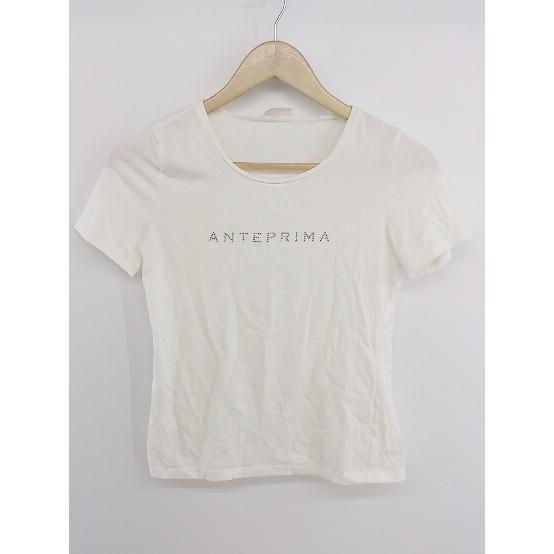 ◇ ANTEPRIMA アンテプリマ ラインストーン 半袖 Tシャツ カットソー サイズ38 オフホワイト系 レディース P_画像1