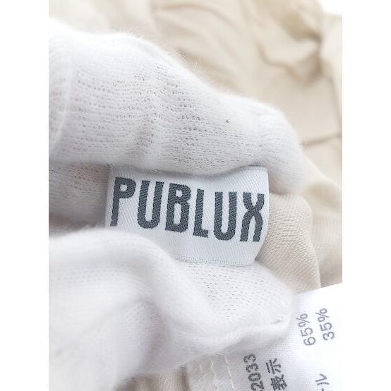◇ PUBLUX パブリュクス スタンドカラー 刺繍 長袖 ミニ シャツ チュニック ワンピース サイズＦ ベージュ レディース P_画像4