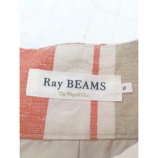 ◇ Ray BEAMS レイ ビームス リネン混 ストライプ 膝下丈 ナロー スカート サイズ0 ベージュ オレンジ レディース P_画像4