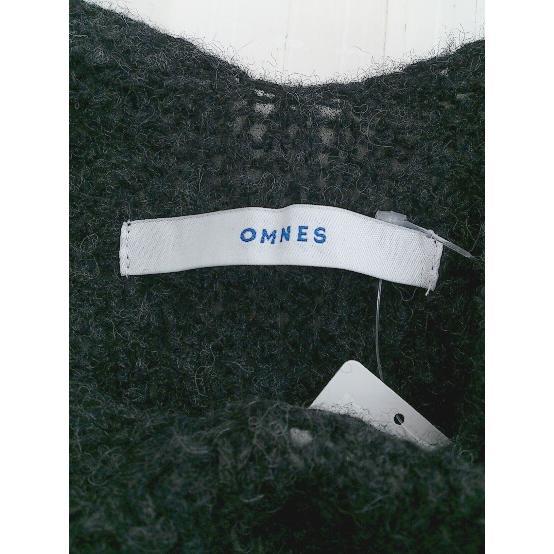 ◇ OMNES ウール100% 半袖 ニット セーター サイズF チャコールグレー レディース P_画像4