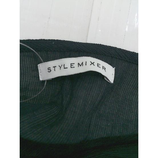 ◇ STYLEMIXER スタイルミキサー フリル サイドスリット 長袖 膝下丈 シャツ ワンピース サイズ F ブラック レディース P_画像3