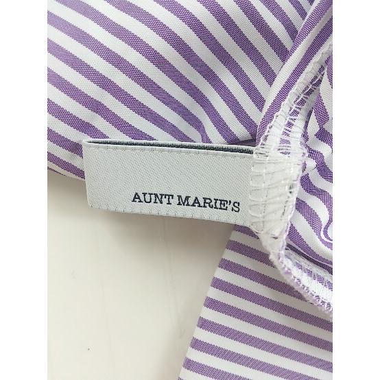 ◇ Aunt Marie's アントマリーズ ストライプ 長袖 シャツ ブラウス サイズF ホワイト パープル系 レディース P_画像4