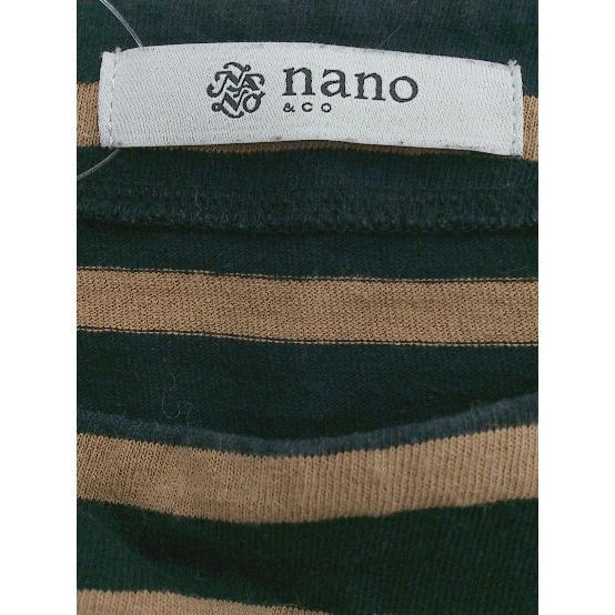◇ nano&co nano universe ボーダー 長袖 Tシャツ カットソー サイズF ライトブラウン ブラック レディース P_画像4