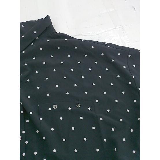 ◇ NOBLE ノーブル ドット 水玉 プリント 半袖 オープンカラー シャツ ブラック ホワイト レディース P_画像6