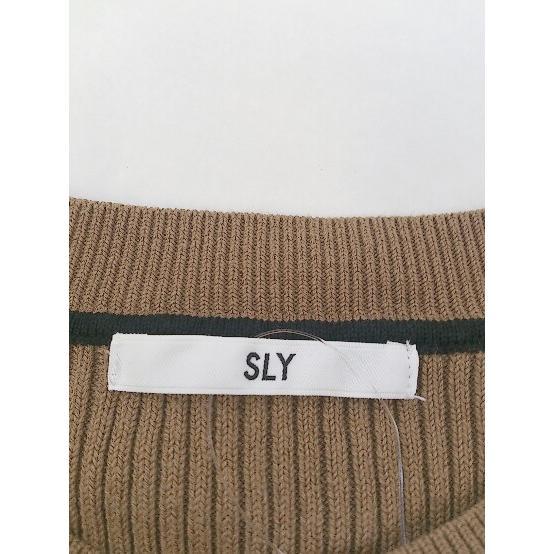 ◇ SLY スライ 切替 フリル 長袖 ニット セーター サイズ2 モカ ブラウン ブラック レディース P_画像4