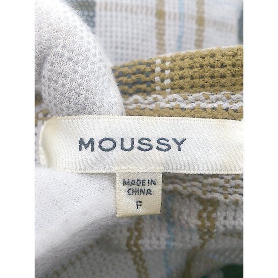 * MOUSSY Moussy modern check knitted long sleeve jacket size F light gray khaki beige group multi lady's P