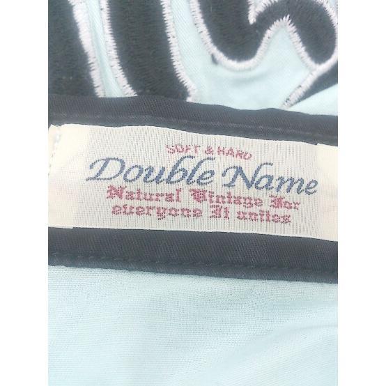 ◇ DOUBLE NAME ダブルネーム 刺繍 長袖 ボーリング シャツ 膝丈 ワンピース サイズF ブルー系 レディース P_画像3