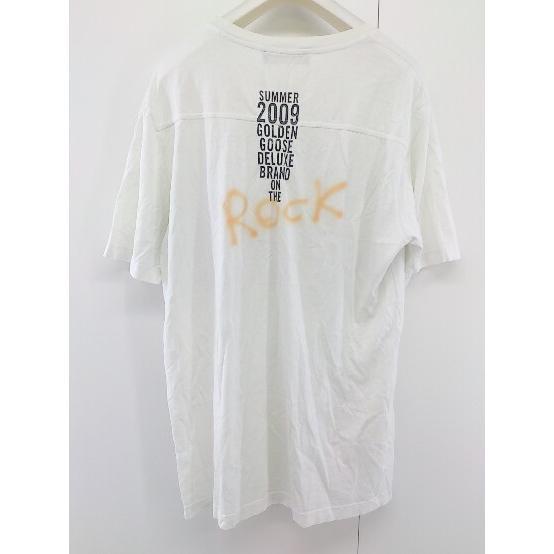 ◇ GOLDEN GOOSE DELUXE BRAND オーバーサイズ 半袖 Tシャツ カットソー サイズXXS オフホワイト ブラック系 メンズ P_画像3