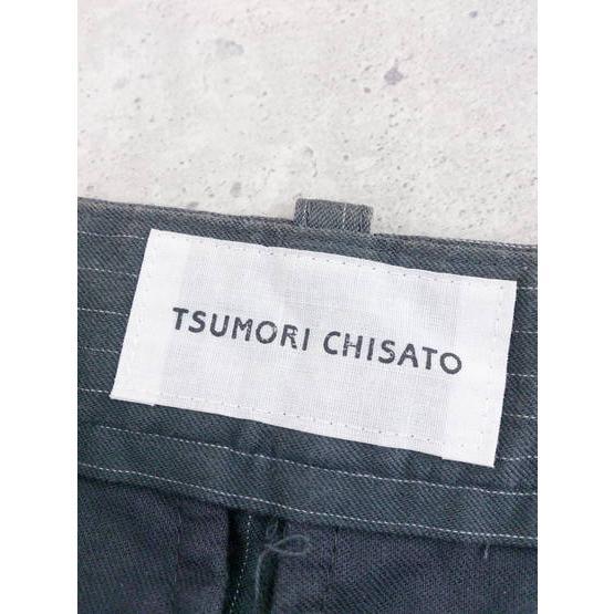◇ TSUMORI CHISATO ツモリチサト ストライプ 膝下丈 フレア スカート 1 グレー レディース_画像4