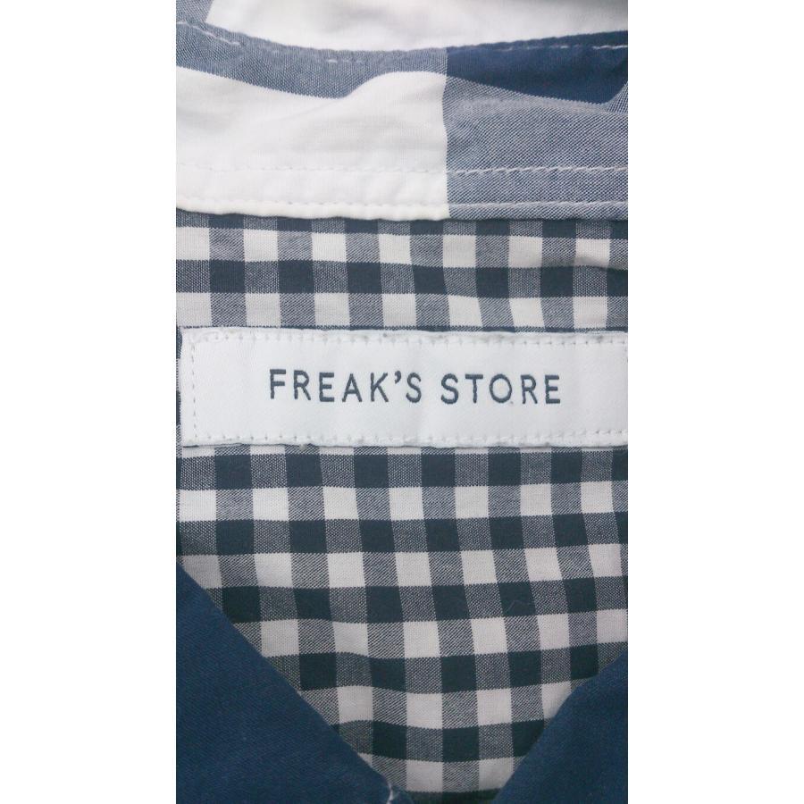 ◇ FREAK'S STORE フリークスストア ギンガムチェック 切替 カジュアル 長袖 シャツ サイズM ホワイト ネイビー メンズ P_画像3