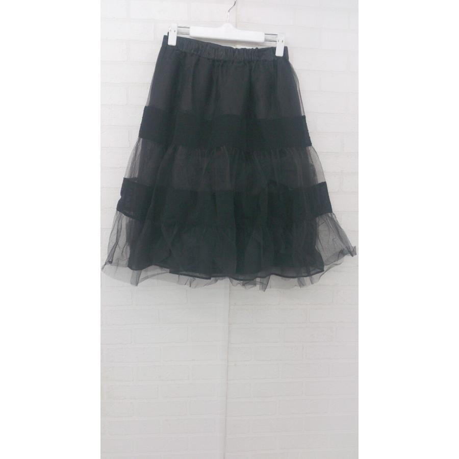 * DOLLY GIRL ANNA SUI switch ga- Lee knees under height chu-ru skirt size 2 black lady's P