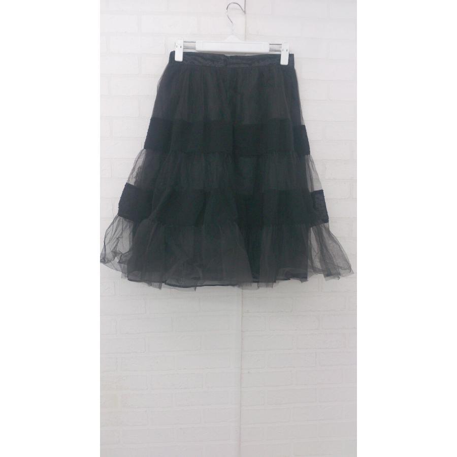 * DOLLY GIRL ANNA SUI switch ga- Lee knees under height chu-ru skirt size 2 black lady's P