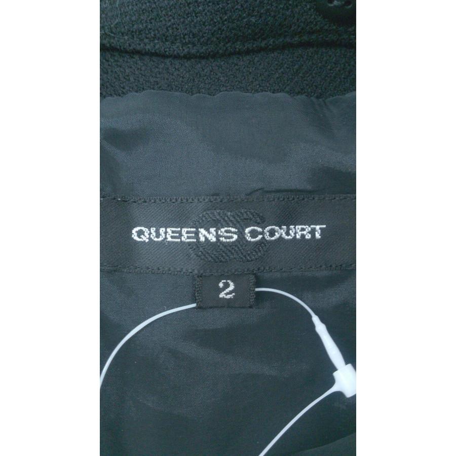 ◇ QUEENS COURT クイーンズコート 襟付き 装飾 半袖 ミニ ワンピース サイズ2 ブラック グレー系 レディース P_画像3