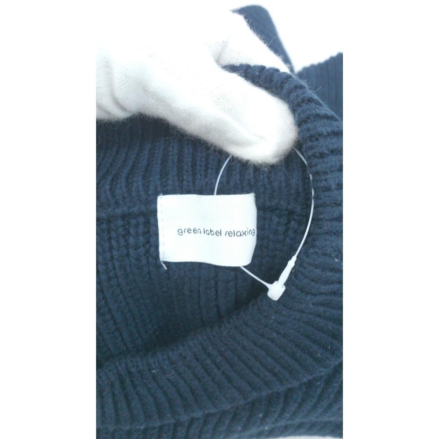 ◇ green label relaxing UNITED ARROWS クルーネック コットン ニット 長袖 セーター ネイビー レディース P_画像3