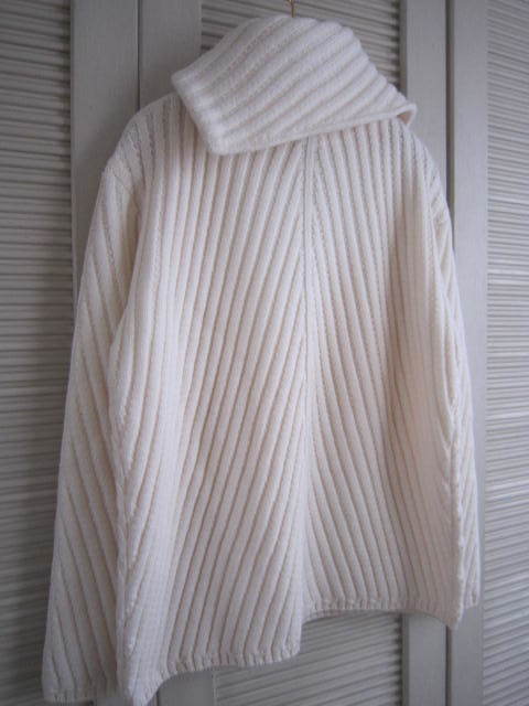 クローゼット整理再開！HERMES 100%virgin wool 斜めリブ編み 長袖セーター・チュニック 36（40前後）used_画像4