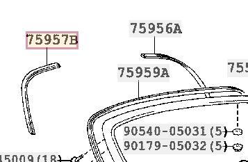 新品未使用 トヨタ 純正 MR2 SW20 年式 12/1989-08/1999 リアモールディング 左右 バックウィンドウモールディング ウェザーストリップ_画像3