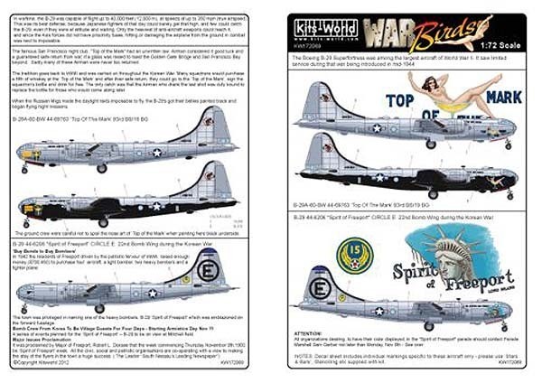 Kits-World(172069)1/72 Boeing B-29A-60-BW Superfortresst 'Top Of The Mark' 他用デカール_画像1