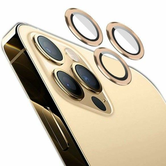 カメラレンズ保護ガラスフィルム iPhone12promax カメラ保護 ゴールド ガラス 未使用 現品限り