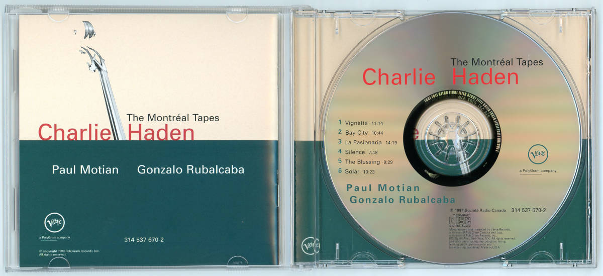 Charlie Haden, Paul Motian, Gonzalo Rubalcaba - The Montreal Tapes, 輸入盤 (Verve)の画像3