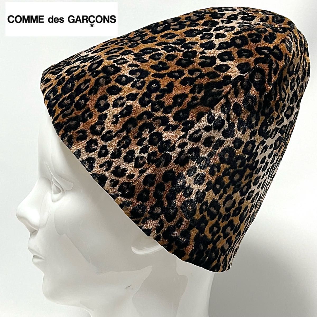 【新品レア】tao COMME des GARONS タオコムデギャルソン 日本製レオパード柄×キャンバスロゴ リバーシブルハット