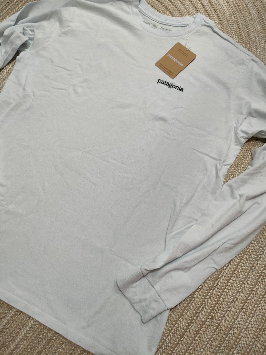 新品 未使用 patagonia パタゴニア バックロゴ ロンＴ L ホワイト 白 長袖 Tシャツ 現行モデル メンズ _画像3