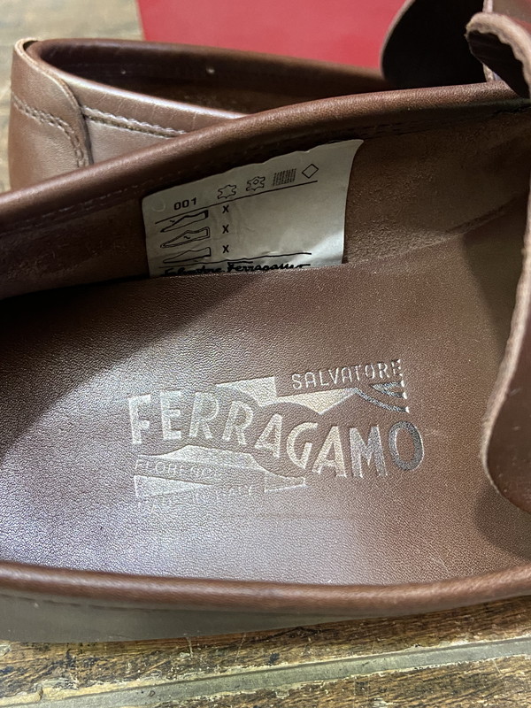 S-30◆Salvatore Ferragamo メンズ 革靴 モカシン レザーシューズ 25.5cm サルバトーレ フェラガモ 美品_画像3
