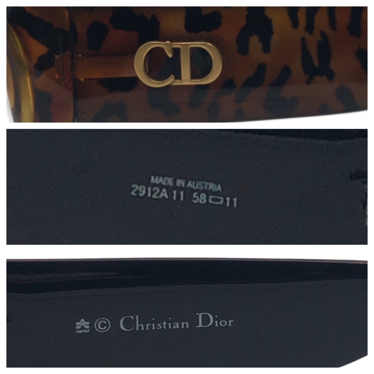 Christian Dior Christian Dior Brown tea Gold metal fittings plastic 2912A 11 58*11 sunglasses lady's 403749