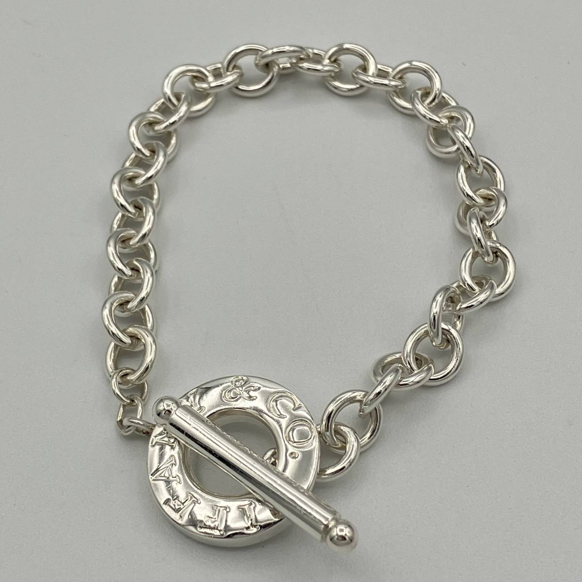 希少品 ティファニー トグル ブレスレット バングル シルバー 925 ラウンド リンク チェーン Tiffany Toggle Silver  Bracelet Bangle