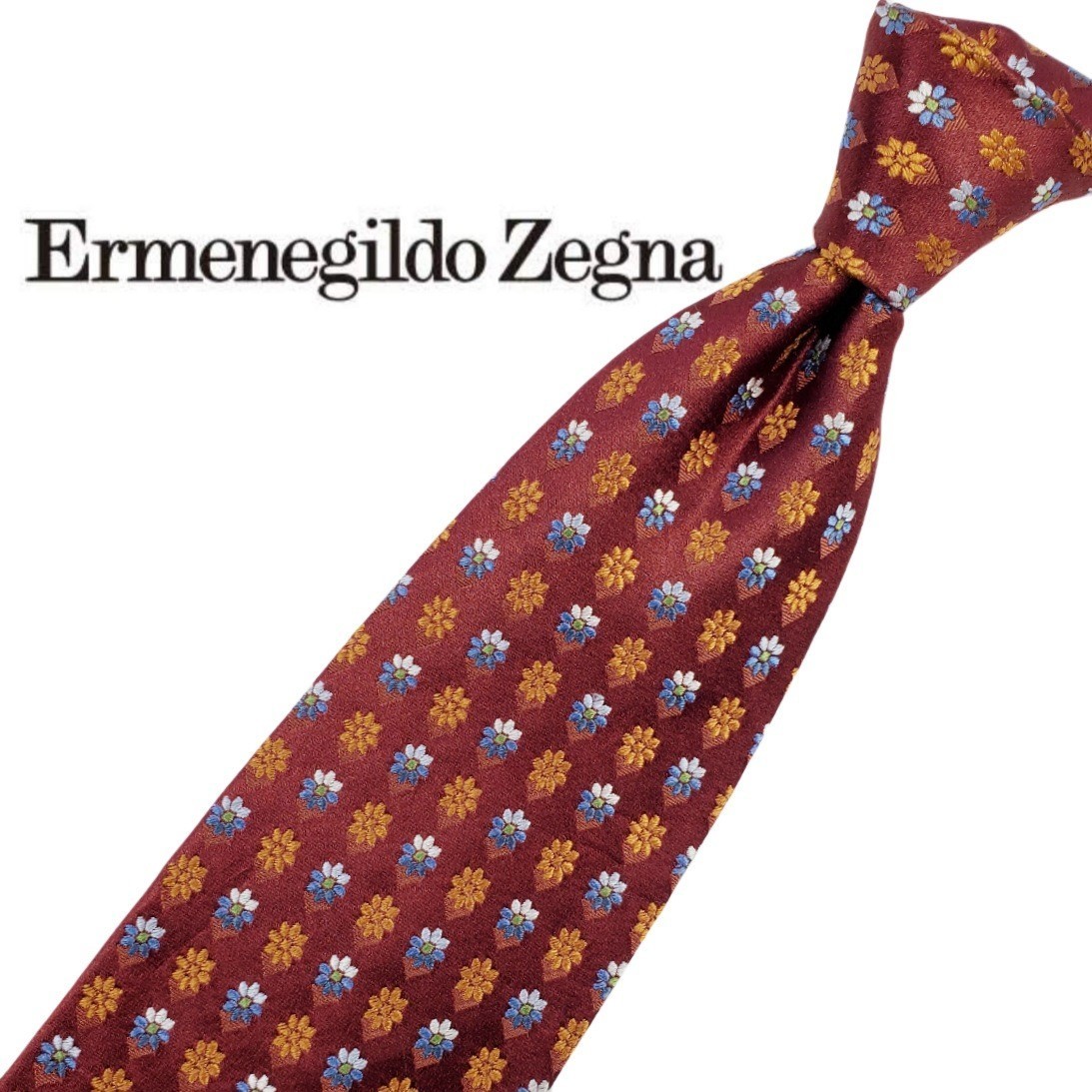 431/ 美品 Ermenegildo Zegna エルメネジルドゼニア 中古 USED ネクタイ 小紋柄_画像1