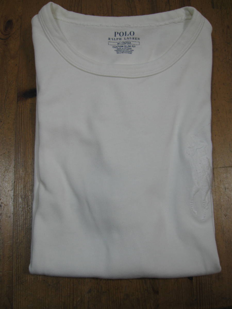 752. 珍しい白Ｘ白ビッグポニー ラルフローレン 半袖ポロシャツ Ｍ～Lサイズ スリムフィット ホワイト おしゃれ 同梱可能_Tシャツも個別に出品中です。