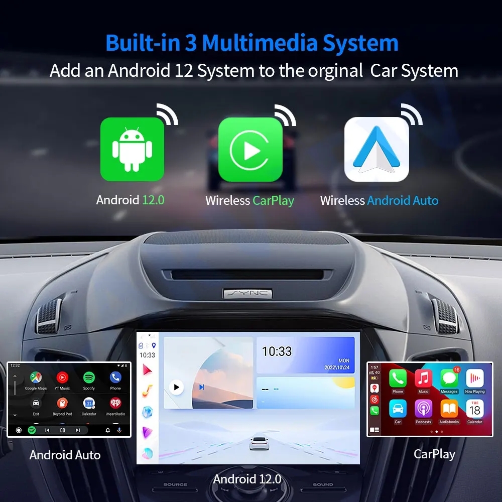 車でYoutube PrimeVideo視聴 CARVIEW Carplay AI BOX Android12 RAM/ROM 4GB/64GB QCM6125 8core 動作確認済 ※KEIYO AN-S109同等品_画像4