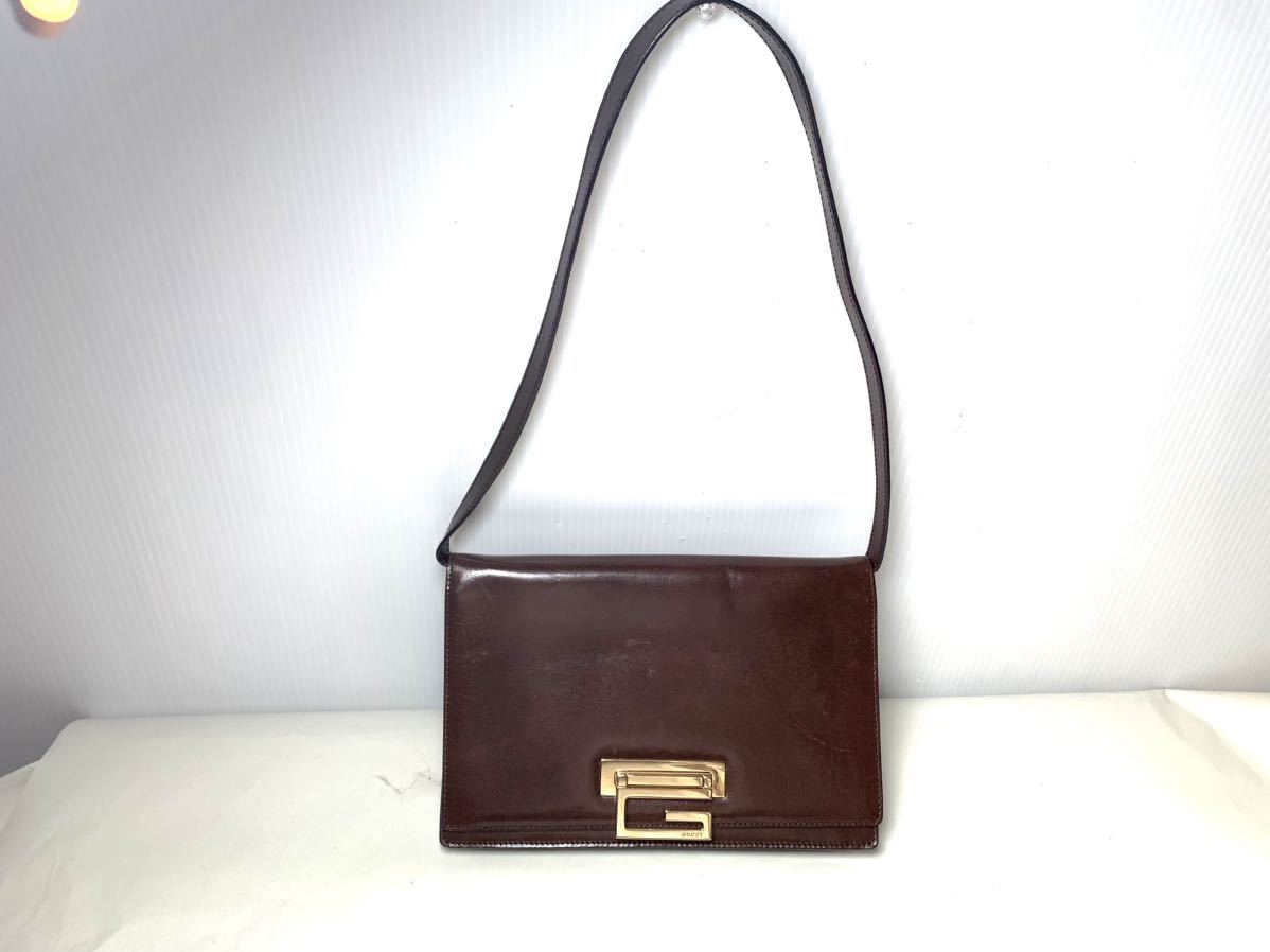 1円 美品　GUCCI グッチ ショルダートートバッグ Gロゴ金具 キャンバス レザー ブラウン　茶　001 2046 1866 ハンドバッグ　ワンショル_画像1