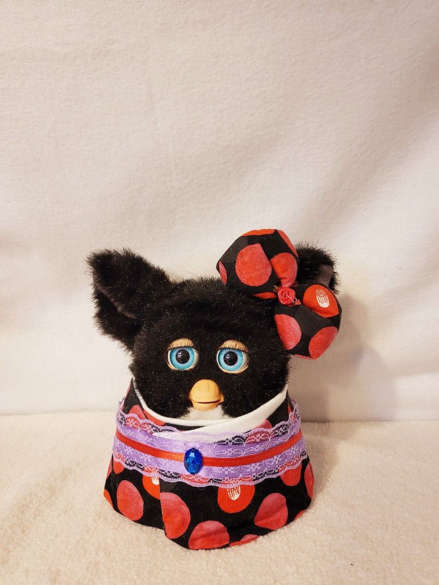 No.563　ファビコス　ファビち　椿柄　お着物　#ファービー　#furby2　#ぬいぐるみ服　#着物#202401203