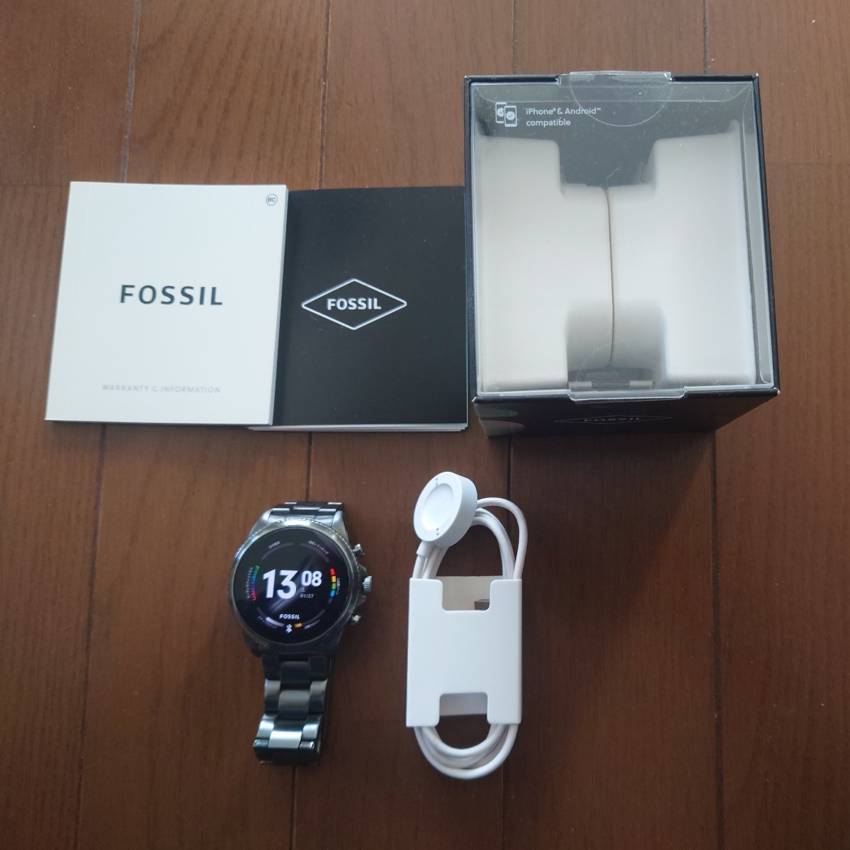 ★ 美品 スマートウオッチ Fossil Gen6 モデル FTW4059 スモーク 付属品・元箱有り LINEが確認出来て、返信が可能！ 急速充電が便利 ★_画像2