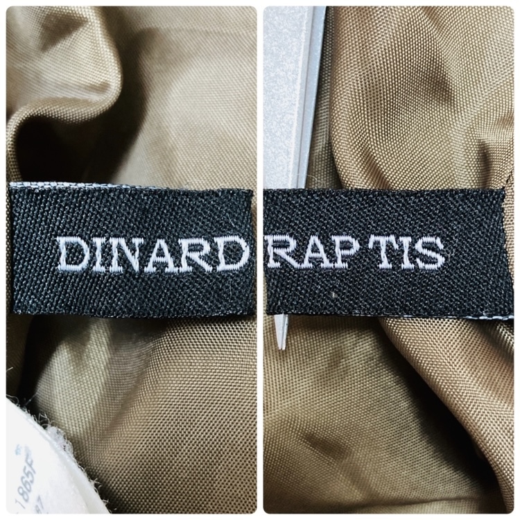 a03675 DINARD RAP TIS レディース コート 中綿 ナイロン フード ハイネック 腰紐 38 カーキ 古着 防寒 ロマンティックウィンターコーデ_画像9