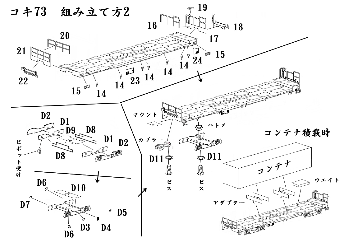 コキ73　Nゲージ　甲府モデル（パンケーキコンテナ）_画像9