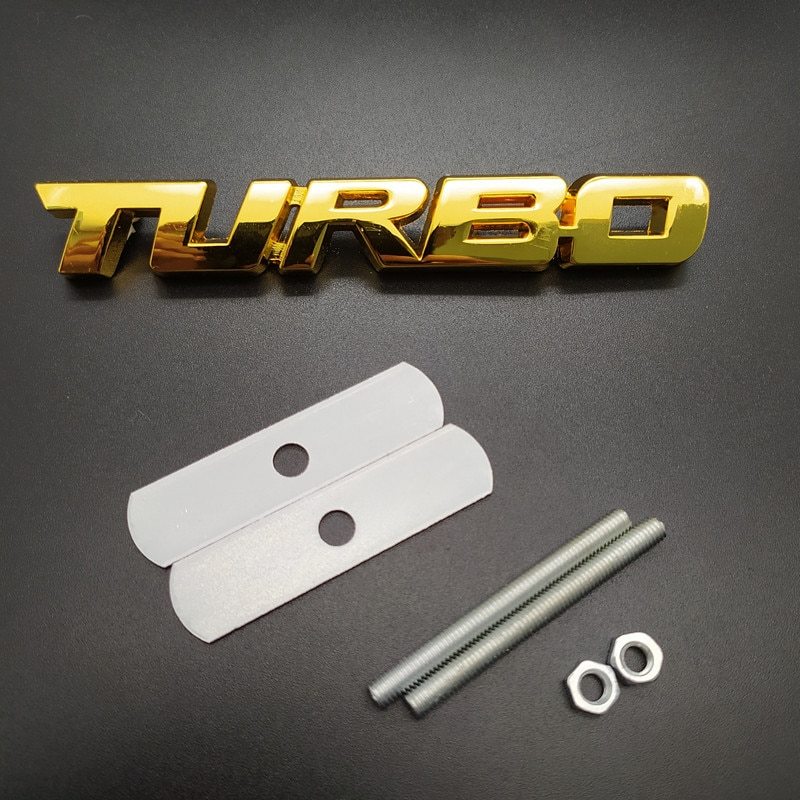 【送料込】TURBO 3Dエンブレム(Fグリル用) ゴールド 金属製 ターボ車 HKS IHI ギャレット トラスト_画像1