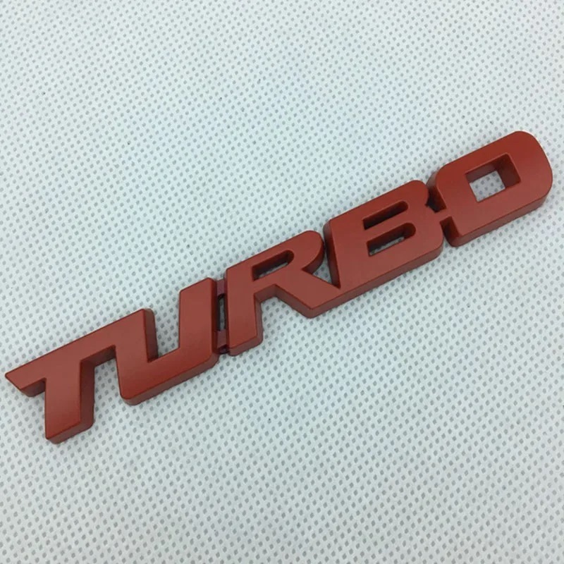 【送料込】TURBO(ターボ) 3Dエンブレム 両面テープ マットレッド 金属製　_画像1