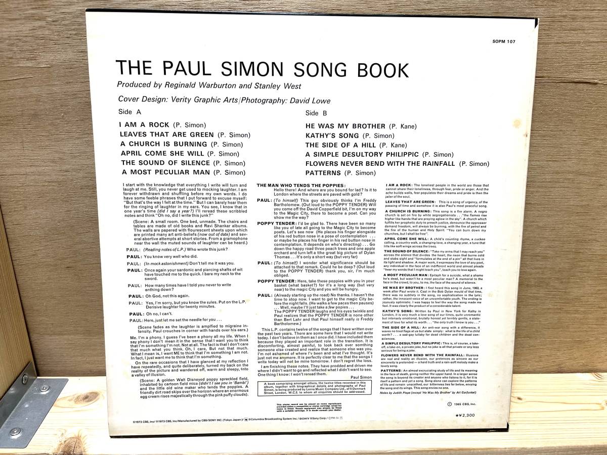 THE PAUL SIMON SONG BOOK/ポール・サイモン/サイモンとガーファンクル/SOPM 107_画像2