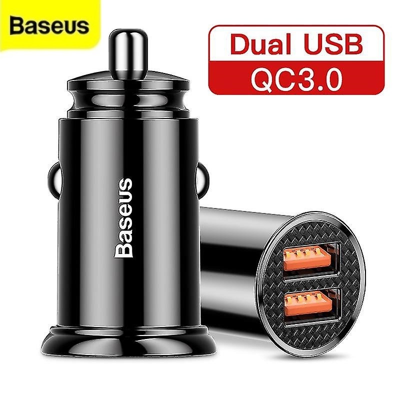 Baseus ベースアス 5A 30W QC 3.0 ミニ デュアル カーチャージャー 急速充電 クイックチャージ Quick Charge 3.0 12V 24V ブラック 黒 sz_画像1