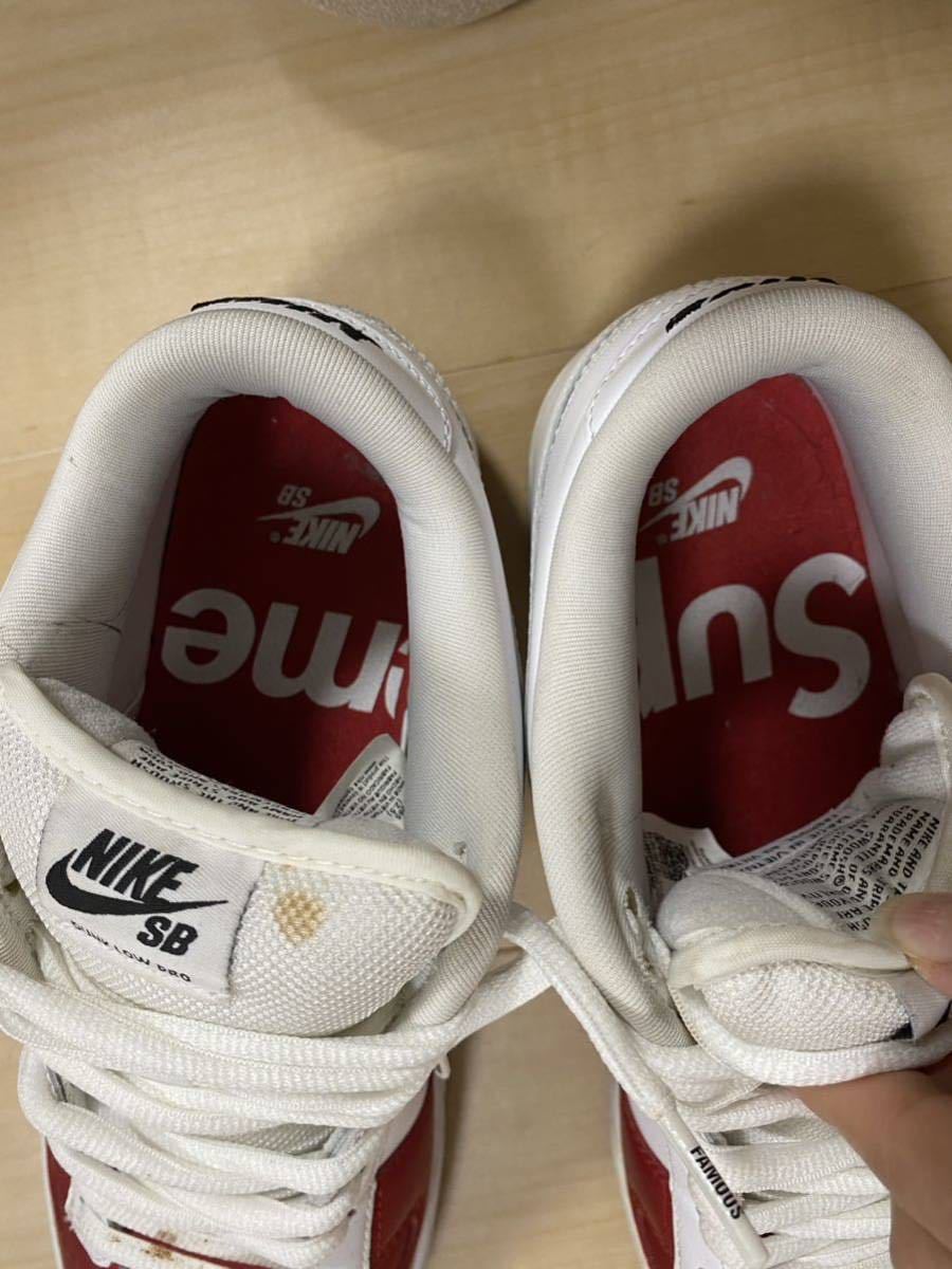 Supreme NIKE シュプリーム × ナイキ SB DUNK LOW OG QS ダンク ロー CK3480-600 メンズ 26.5cm スニーカー シューズ 靴 白 赤 中古_画像8