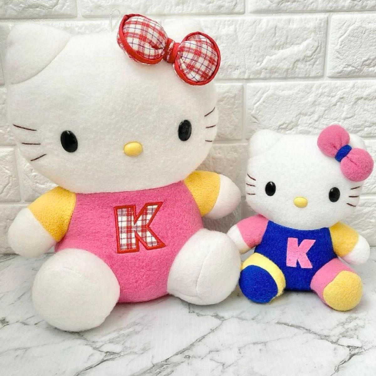 ★フリース レトロ HELLO KITTY ぬいぐるみ 大小2点セット 激レア　希少 サンリオ ハローキティ ドール　非売品