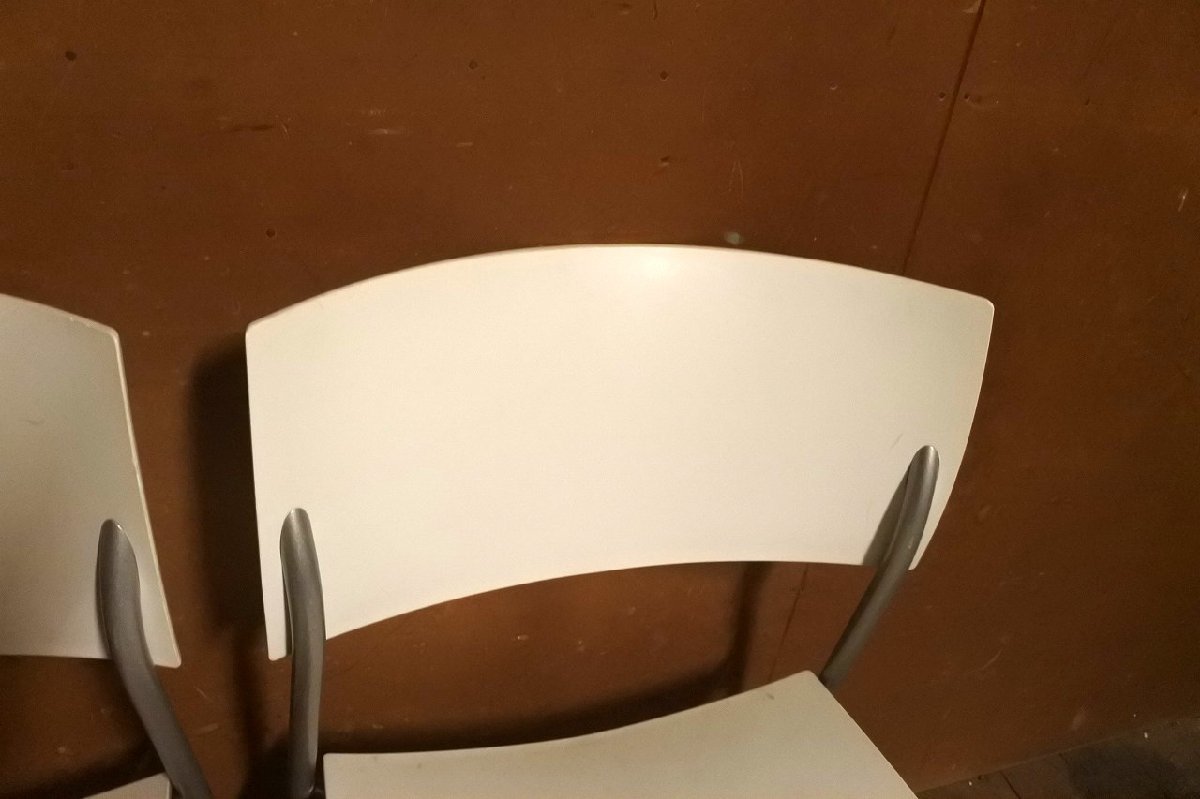 wiesner hager ミーティングチェア アームレス スタッキング モダン シンプル ホワイト 白 2脚セット OKAMURA ウィスナーハーガー 椅子_画像5