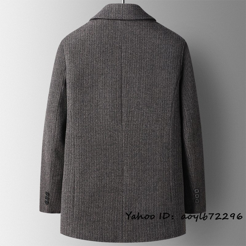 16万 最上級*ウールコート 超希少 メンズ 厚手 ビジネスコート 新品 ロングコート 裏起毛 高級 WOOL*セレブ 紳士スーツ 珈琲色 4XL_画像4