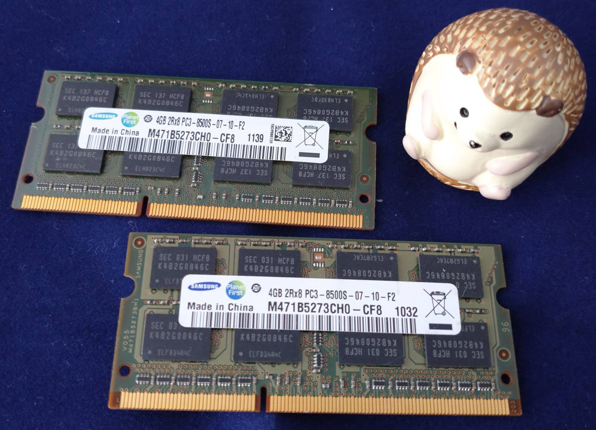 【動作品】SAMSUNG DDR3-1066 PC3-8500S 4GB×2枚 合計 8GB ノートPC用_画像1